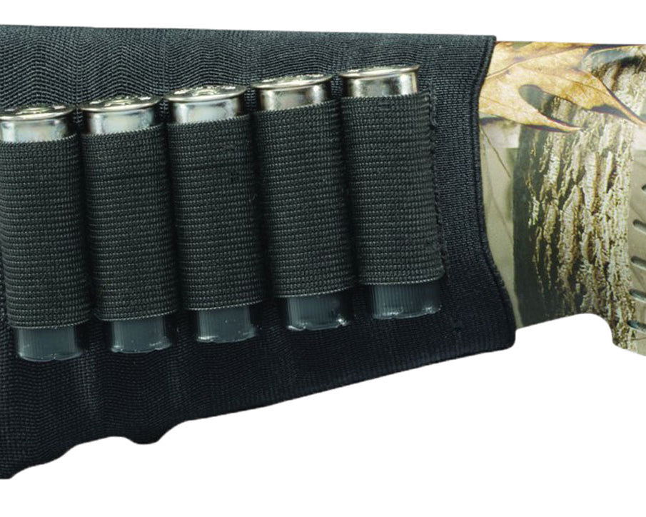 Hunters Specialties Buttstock Shell Holder Black Elastic 5 Round Shotgun