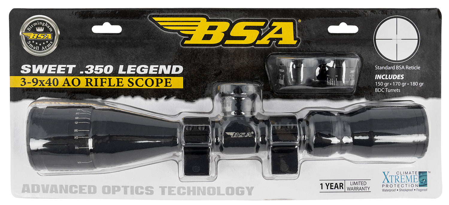 BSA Sweet 350 Legend Black Matte 3-9x40mm Rifle Scope