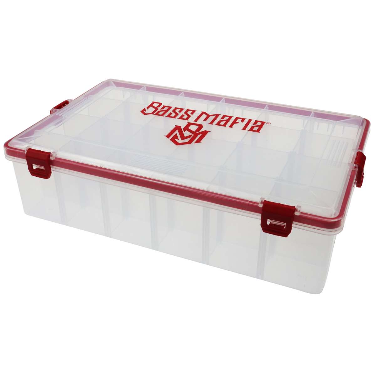 BassMafia Casket 2.0 13.5x8.5x4 Clear/Red - POS - The Sportsman's Exchange