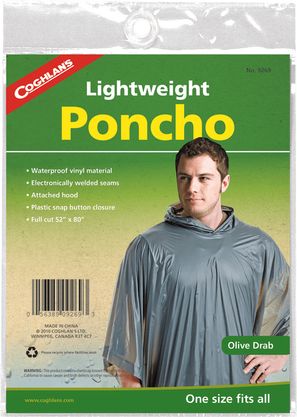 Coghlan Rain Gear Poncho - Olive Drab - The Sportsman's Exchange